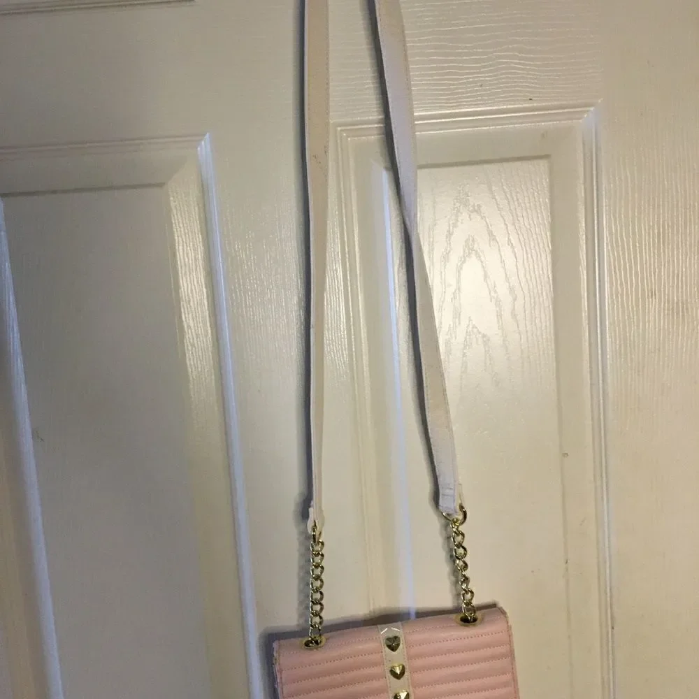 Betsey Johnson pink & beige crossbody/wallet bag